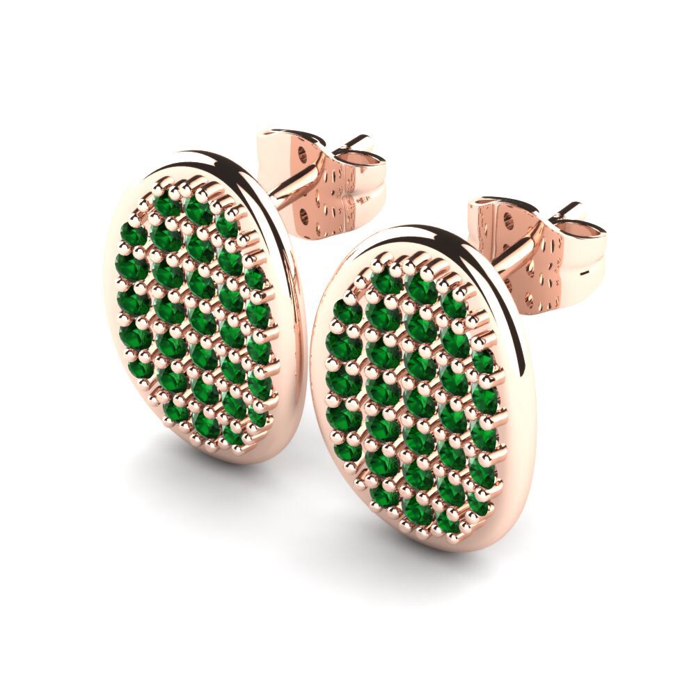 14k Oro Rosa Circonita Verde Pendiente de mujer Fionce