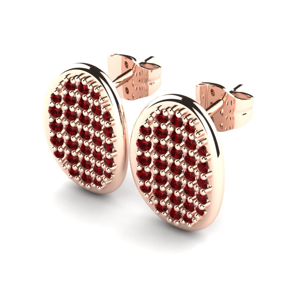 14k Oro Rosa Circonita Roja Pendiente de mujer Fionce