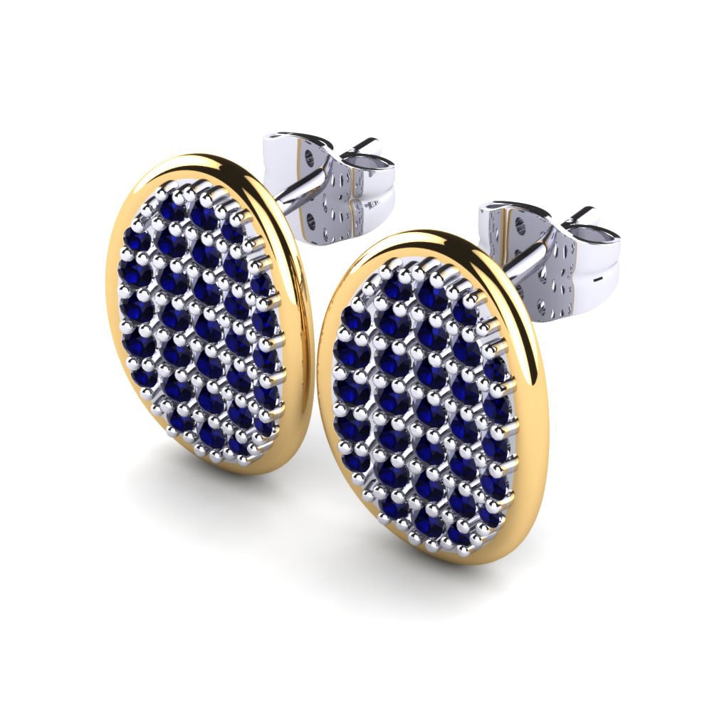 14k Oro Blanco & Amarillo Zafiro Pendiente de mujer Fionce