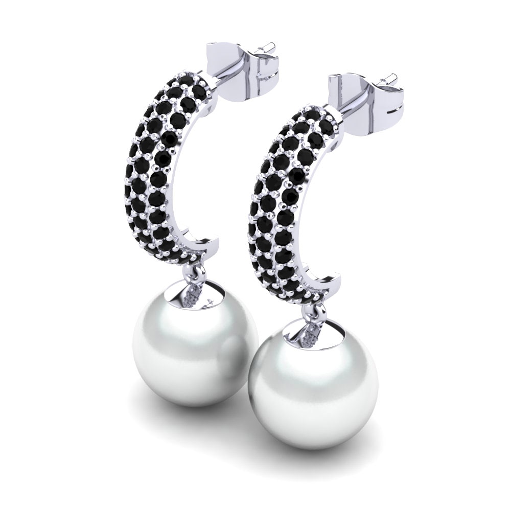 950 Palladium Black Sapphire Earring Avery Ø10 mm