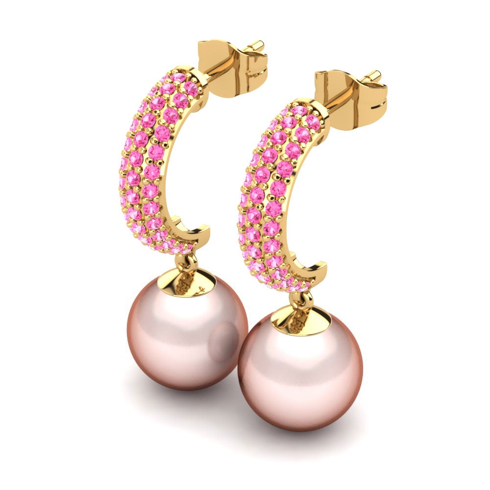 Turmalina rosa Pendiente de mujer Avery Ø10 mm
