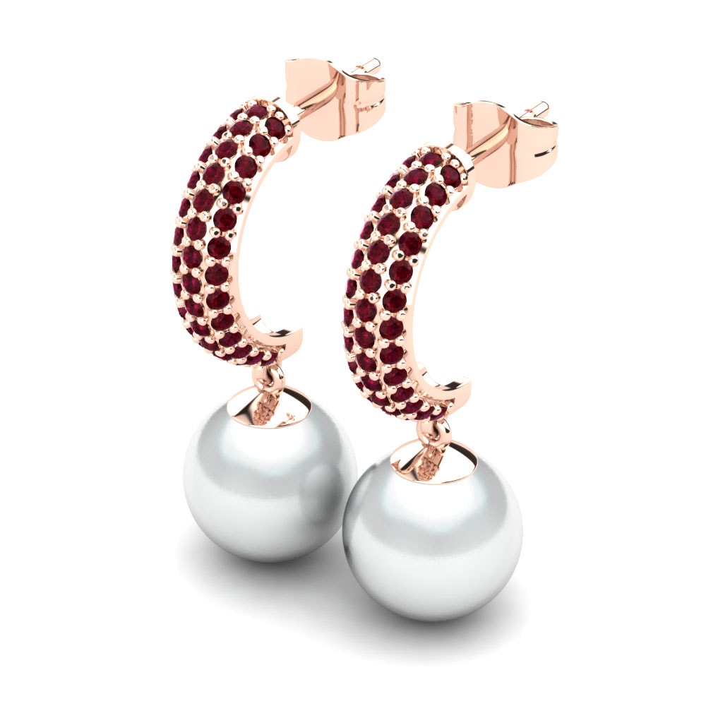 14k Oro Rosa Circonita Roja Pendiente de mujer Avery Ø10 mm