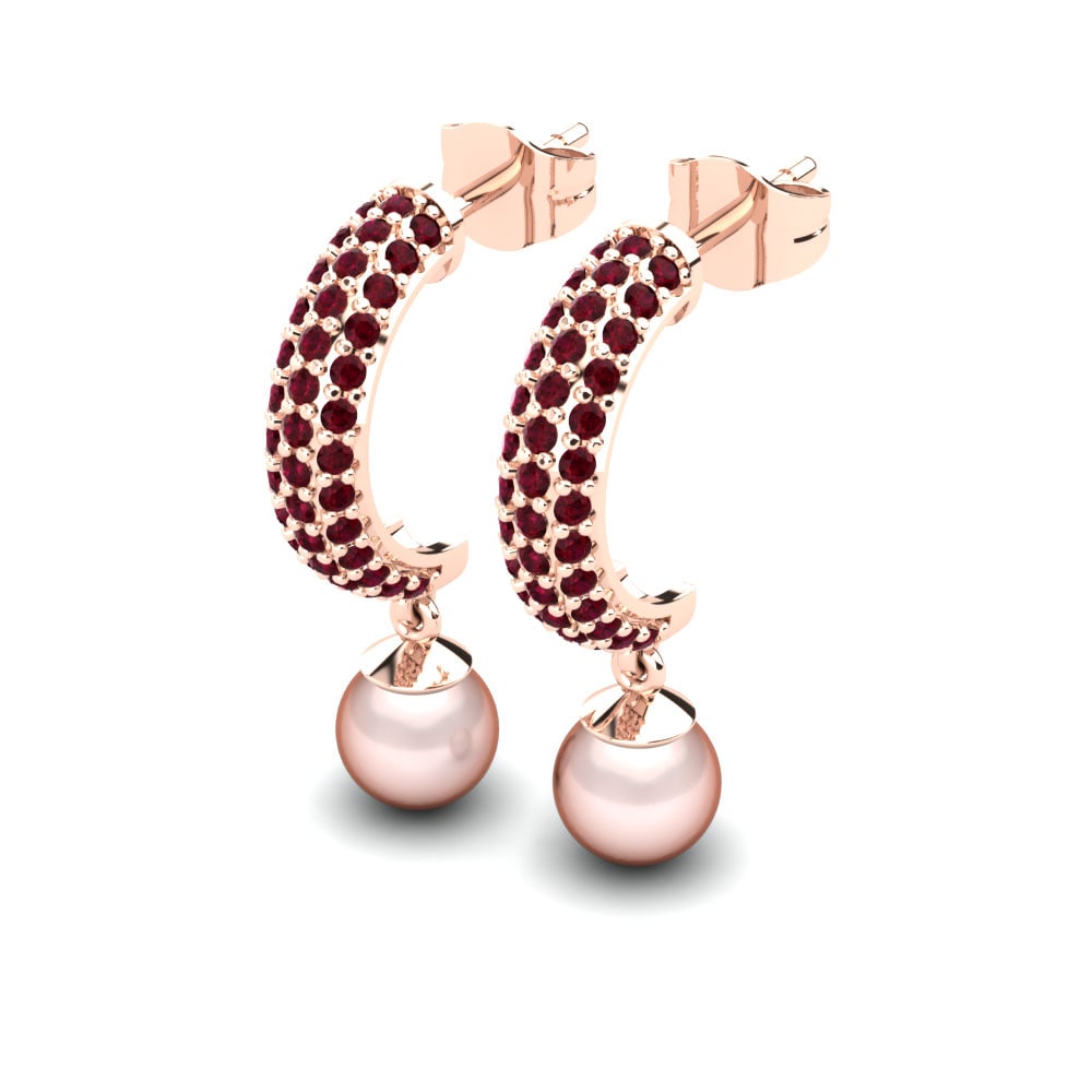 14k Oro Rosa Circonita Roja Pendiente de mujer Avery Ø6 mm