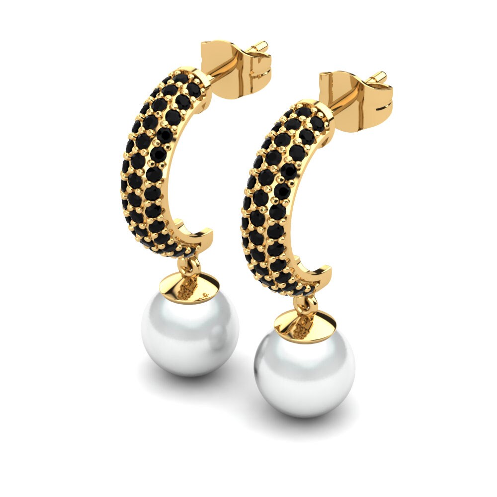 14ct Yellow Gold Black Onyx Women's Earring Avery