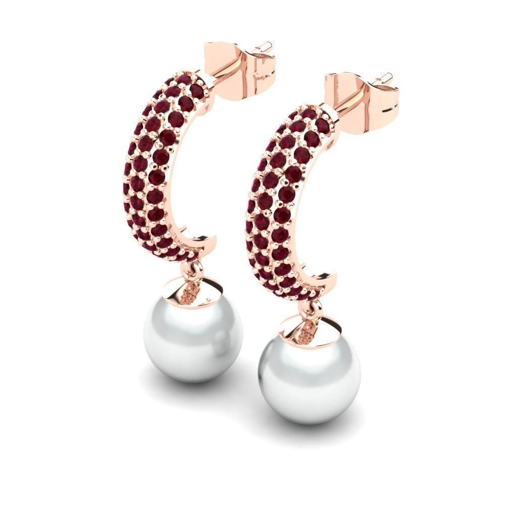14k Oro Rosa Circonita Roja Pendiente de mujer Avery