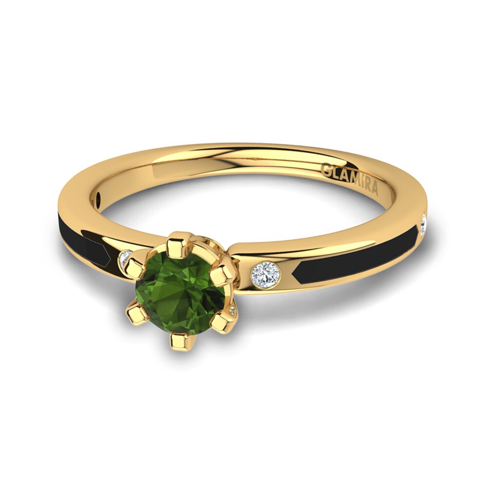 Bagues Or Jaune 14k Tourmaline Verte Créations Solitaires