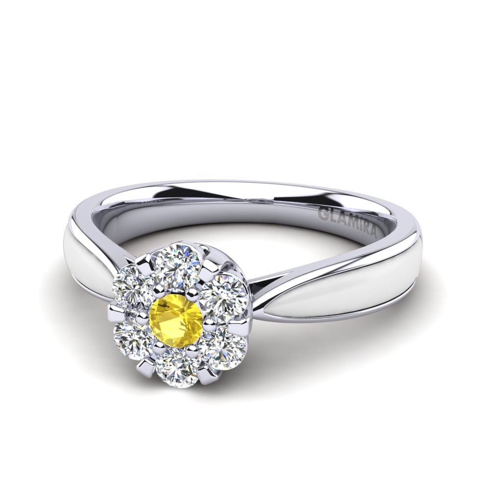 Farbige Diamant-Verlobungsringe Emaille Gelber Saphir