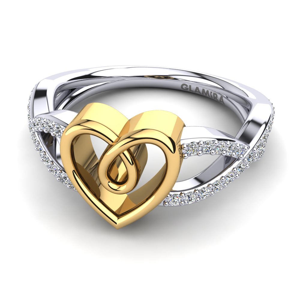 14ct White & Yellow Gold White sapphire Ring Earldina