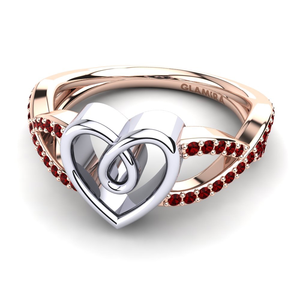 9ct Rose & White Gold Red Zirconia Ring Earldina