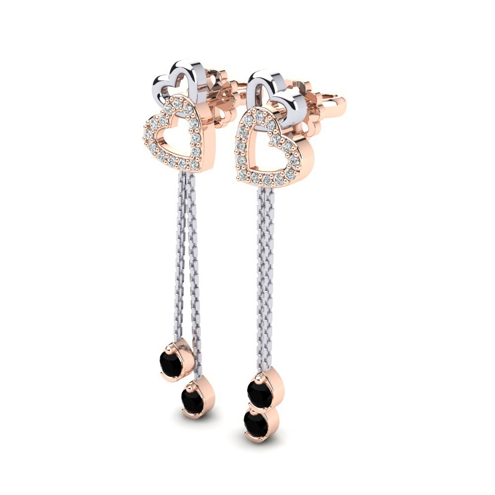 14k Oro Rosa & Blanco Zafiro negro Pendiente de mujer Alessandra