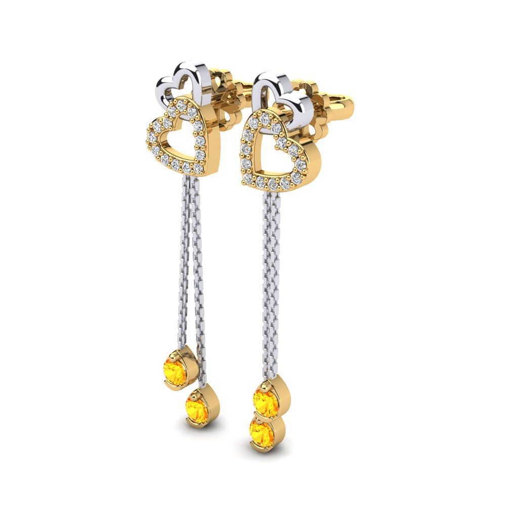 14ct Yellow & White Gold Citrine Women's Earring Alessandra