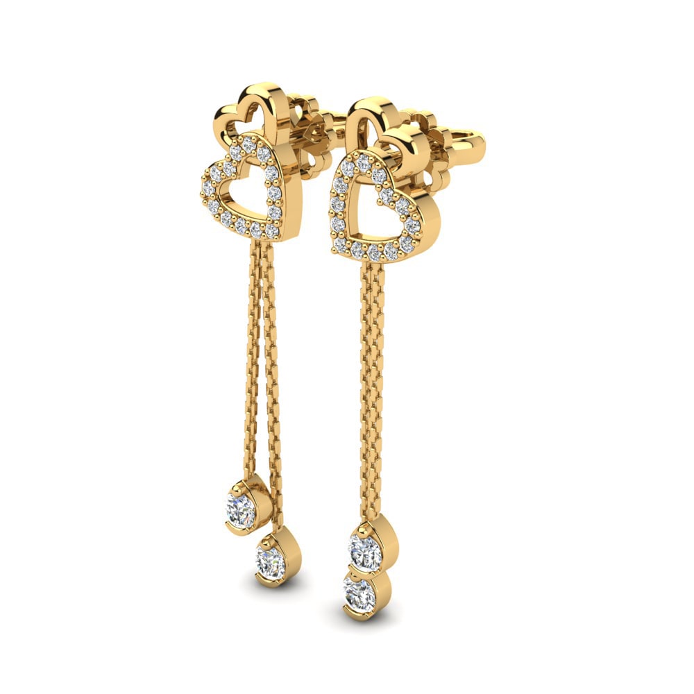 Ouro Amarelo 14K Diamante Produzido em Laboratório Brincos Feminino Alessandra