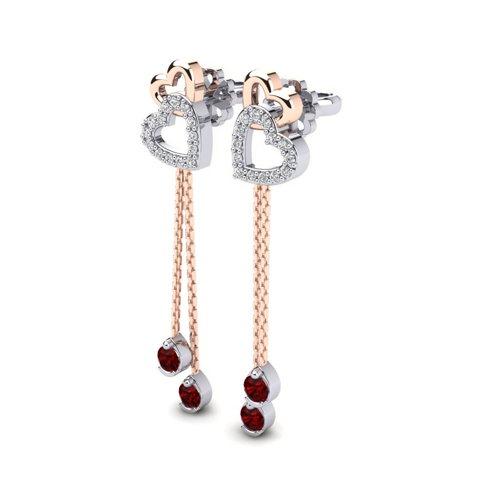 14K White & Rose Gold Red Zirconia Earring Alessandra