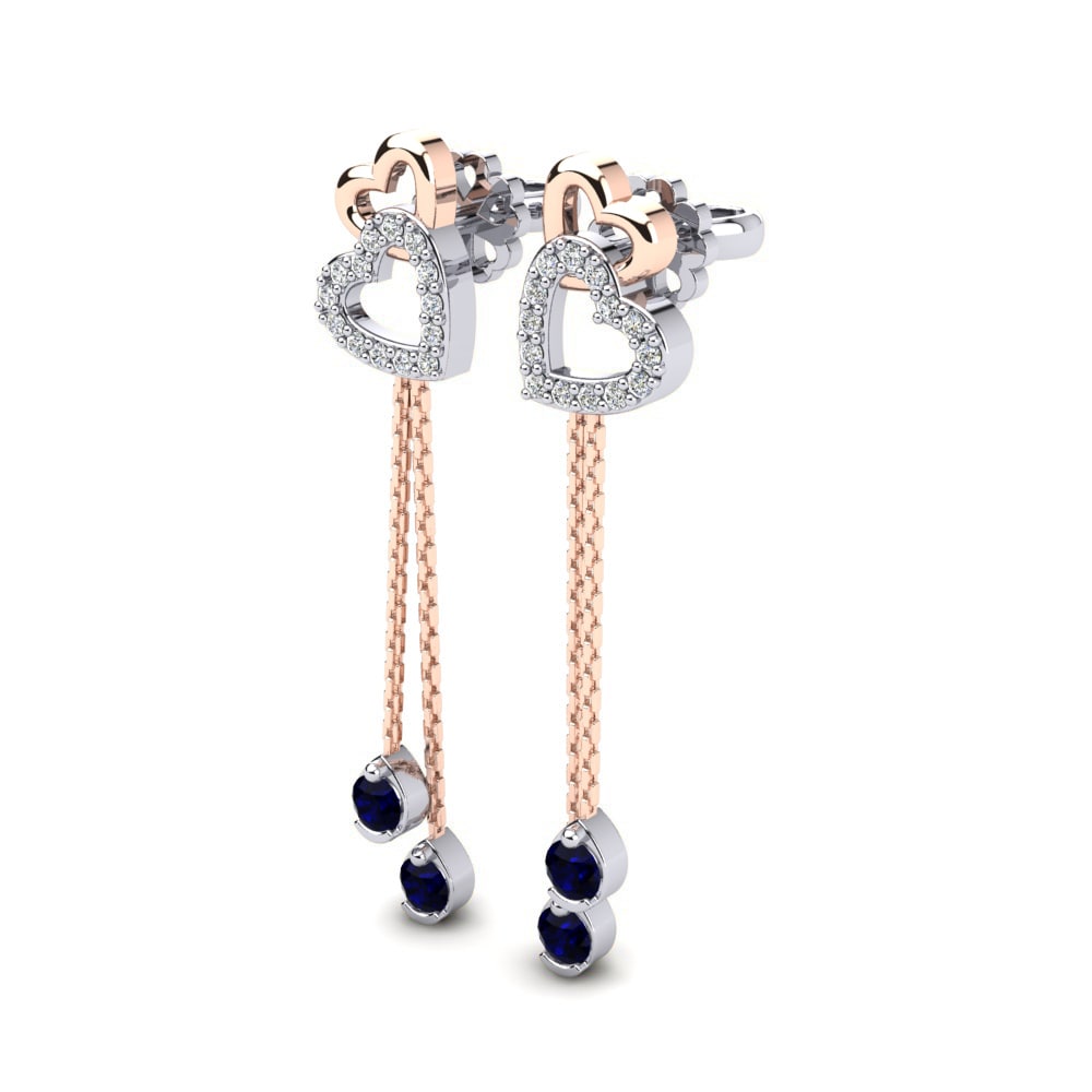 14ct White / Rose Gold Dark Blue Zirconia Women's Earring Alessandra