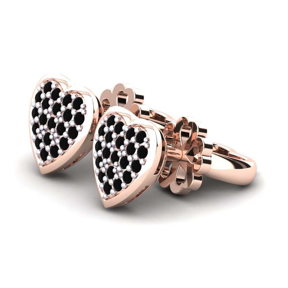 14k Oro Rosa & Blanco Zafiro negro Pendiente de mujer Ava
