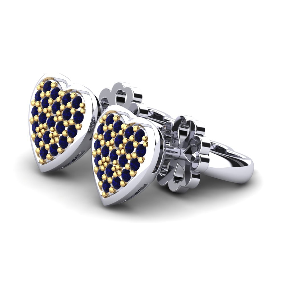 14k Oro Blanco & Amarillo Zafiro Pendiente de mujer Ava