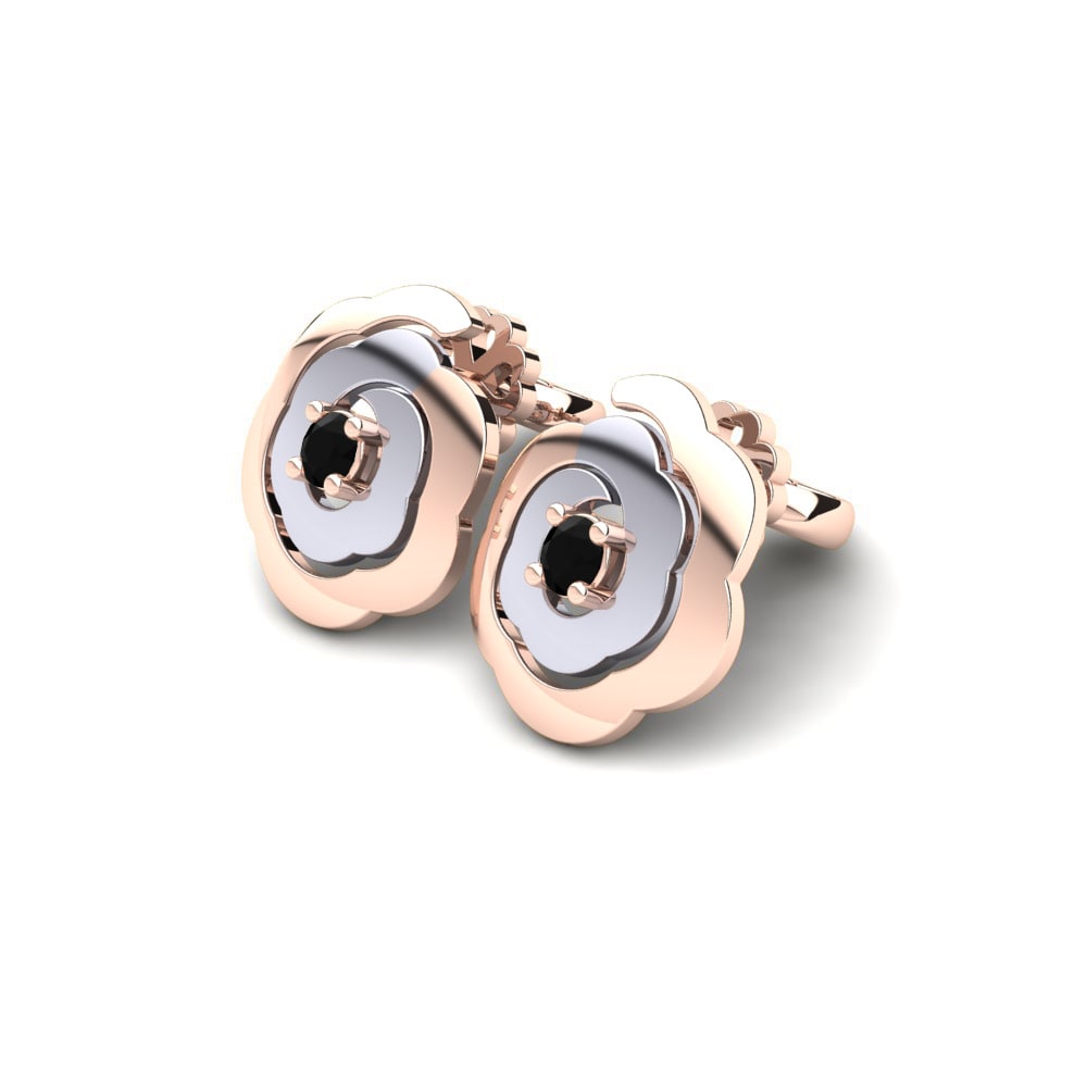 14k Oro Rosa & Blanco Zafiro negro Pendiente de mujer Alexa