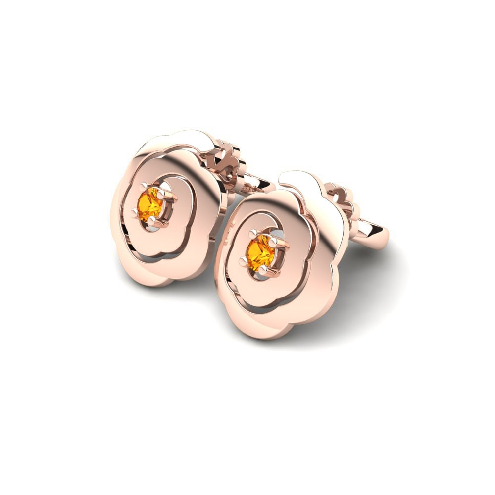 18K Rood Goud Citrien Dames Oorbellen Alexa