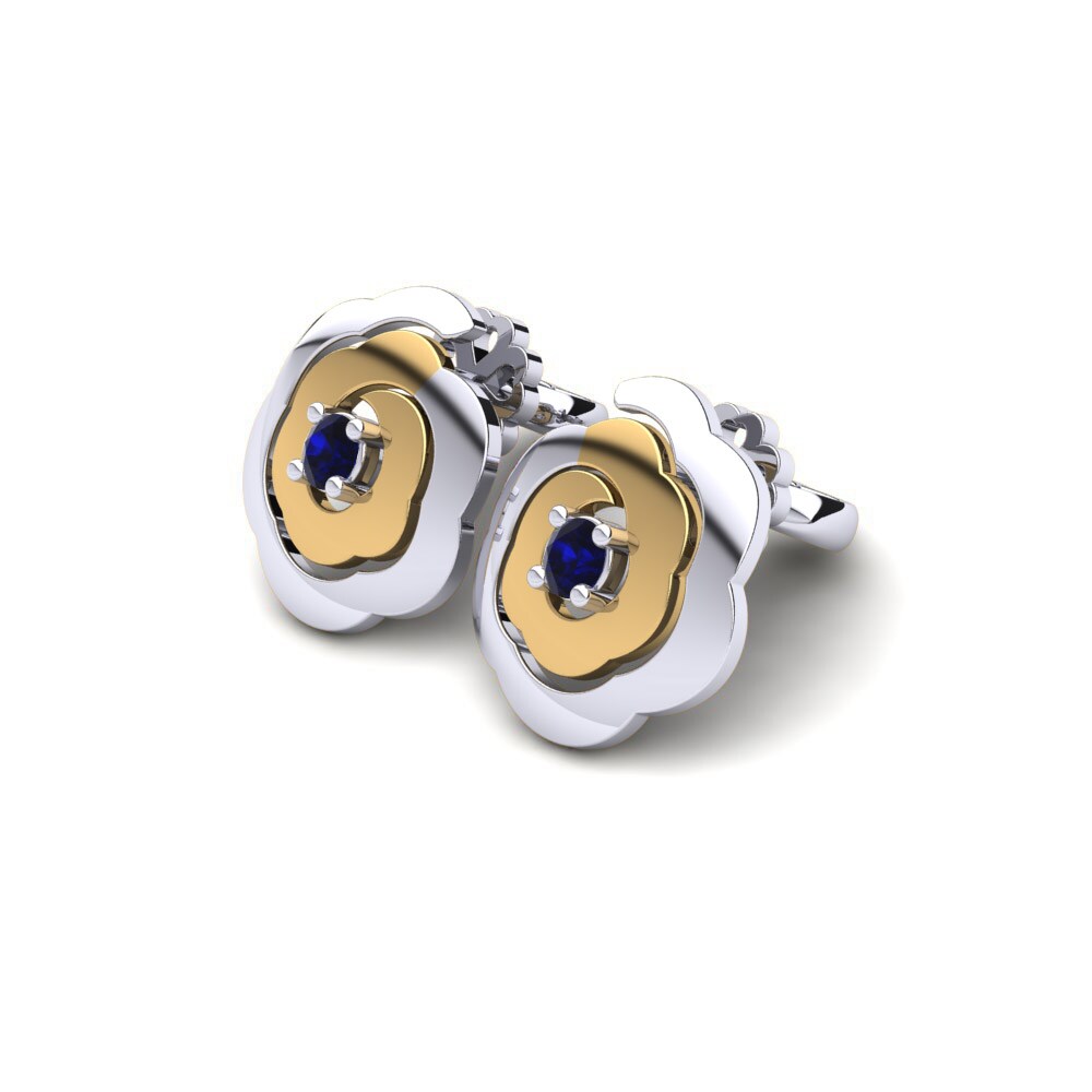 14k Oro Blanco & Amarillo Zafiro Pendiente de mujer Alexa