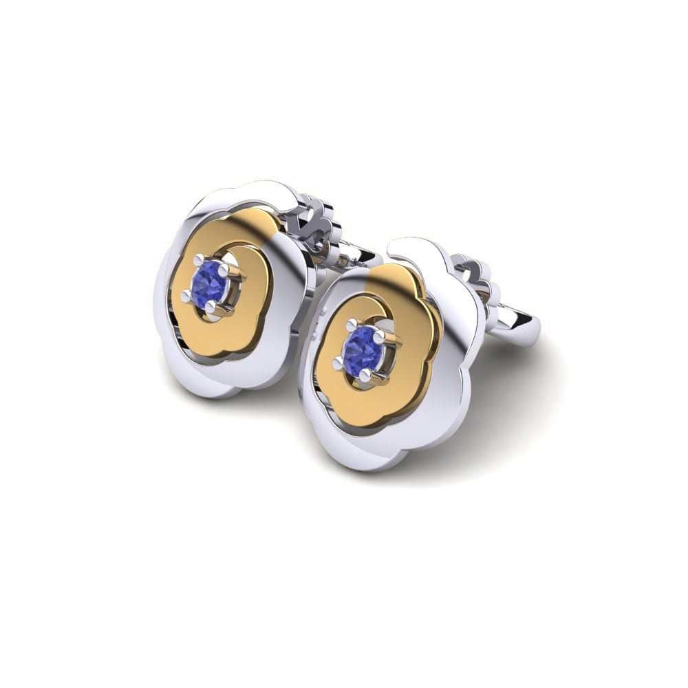 9k Oro Blanco & Amarillo Tanzanita Pendiente de mujer Alexa