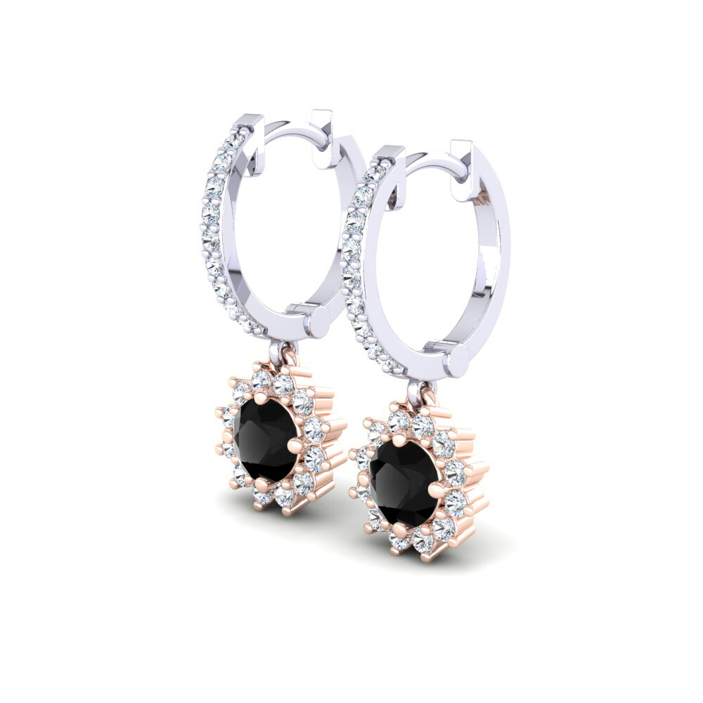 14k Oro Rosa & Blanco Zafiro negro Pendiente de mujer Lucille
