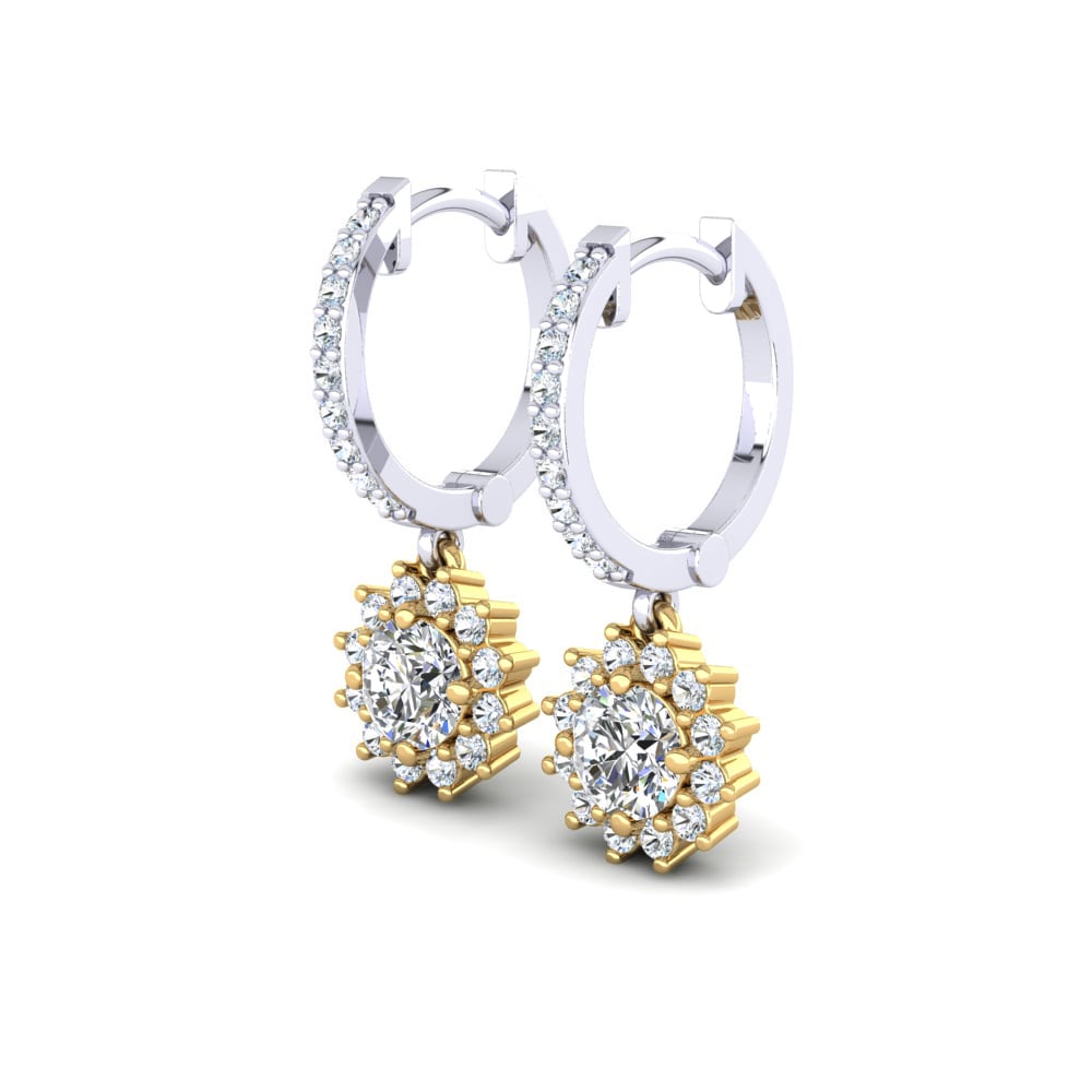 18k Oro Amarillo & Blanco Zafiro blanco Pendiente de mujer Lucille