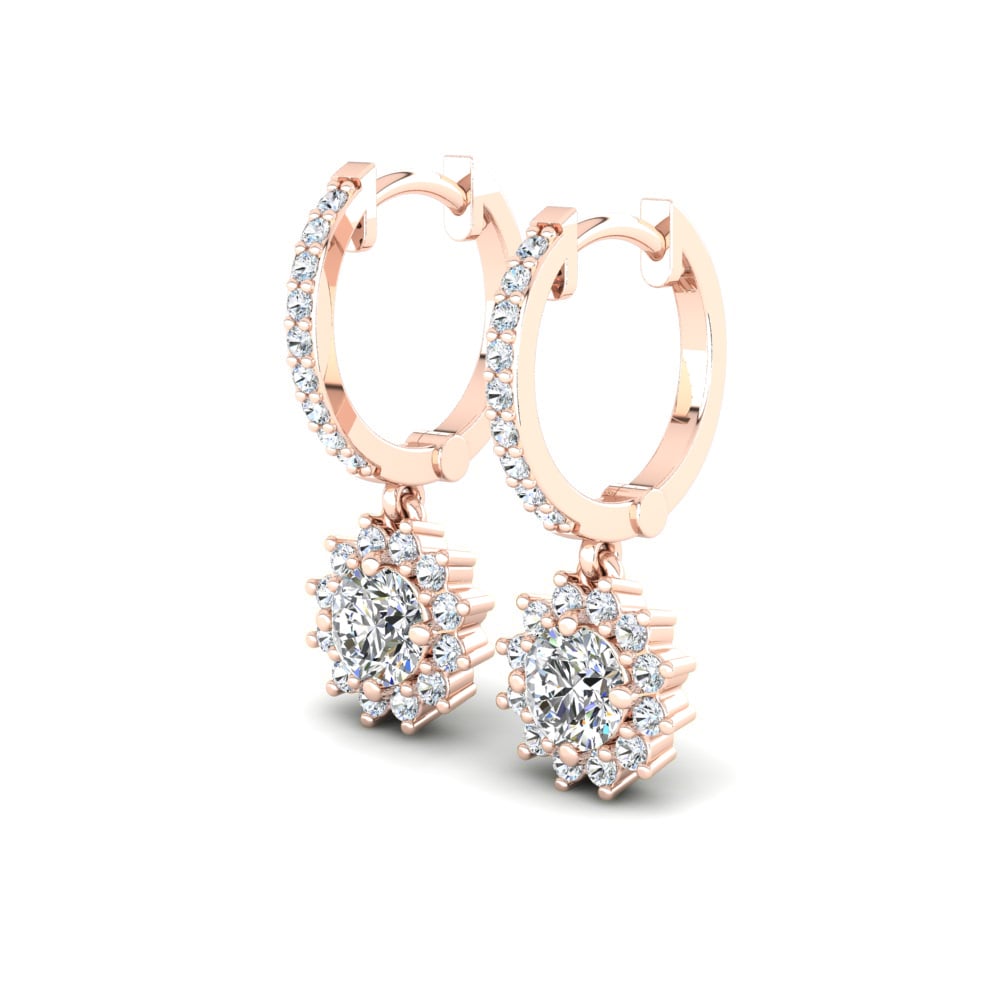 14k Oro Rosa Diamante cultivado en laboratorio Pendiente de mujer Lucille