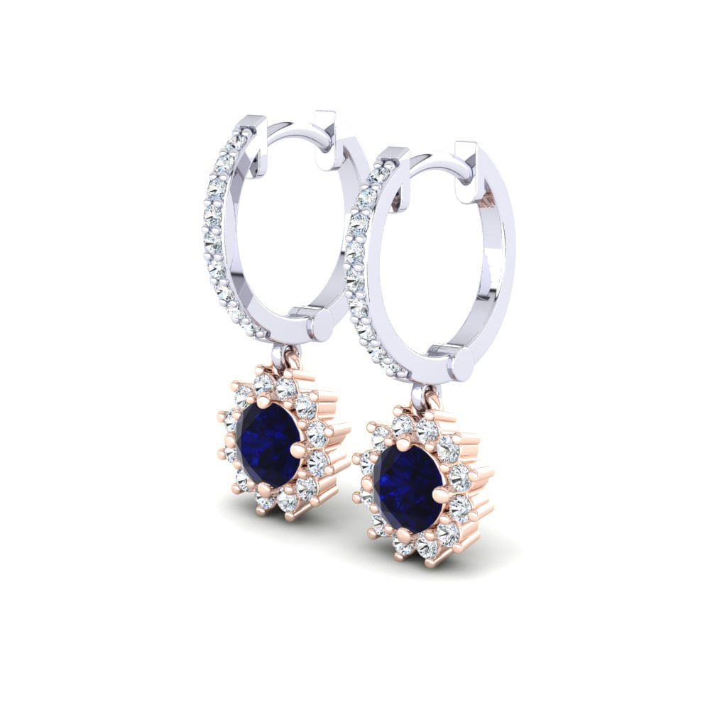 9k Oro Rosa & Blanco Zafiro Pendiente de mujer Lucille