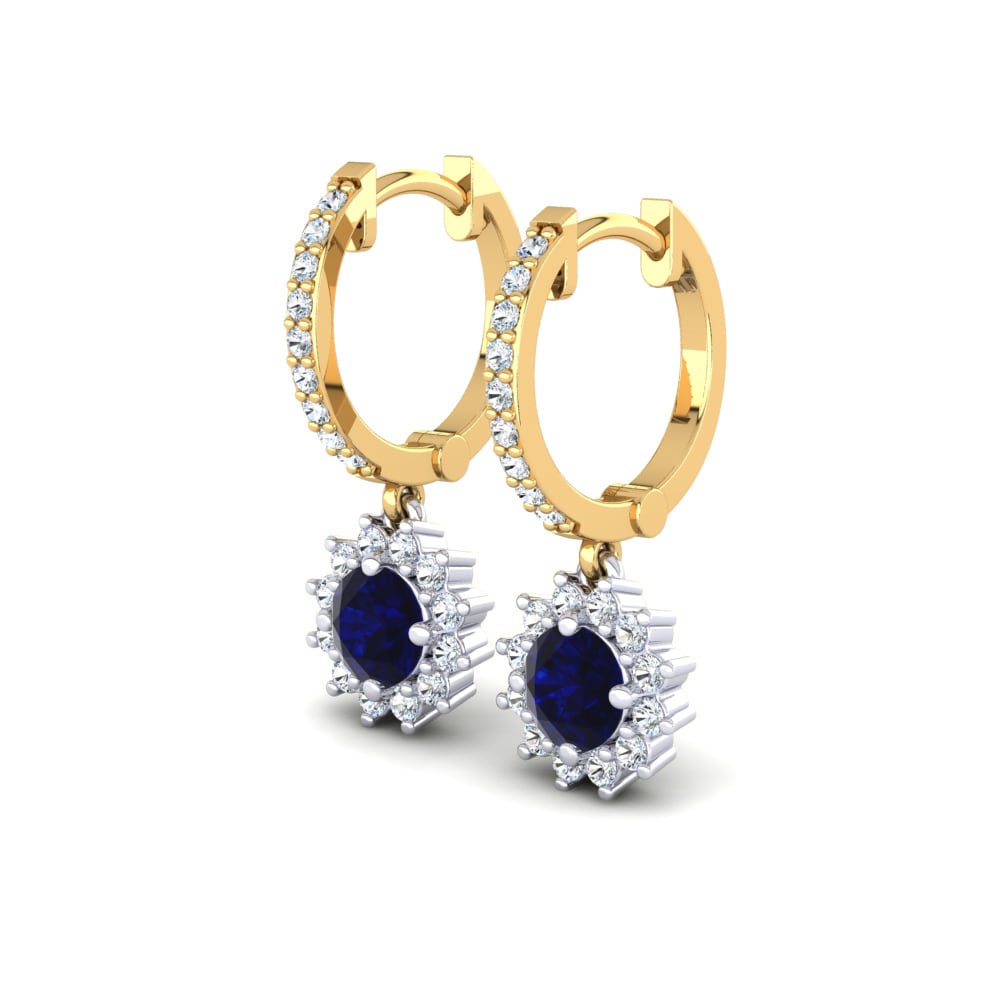 14k Oro Blanco & Amarillo Zafiro Pendiente de mujer Lucille