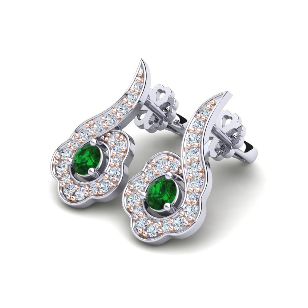18ct White & Rose Gold Women's Earring Paisley