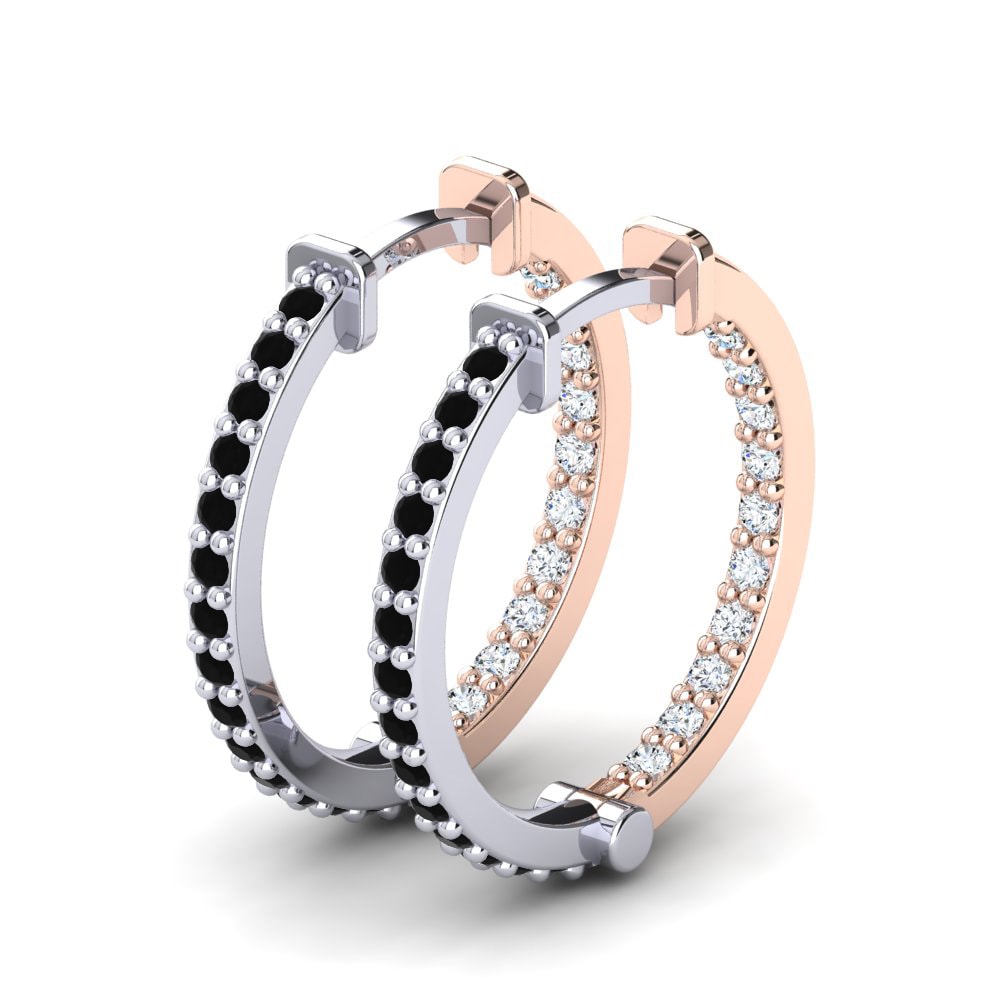 14k Oro Rosa & Blanco Zafiro negro Pendiente de mujer Ainsley