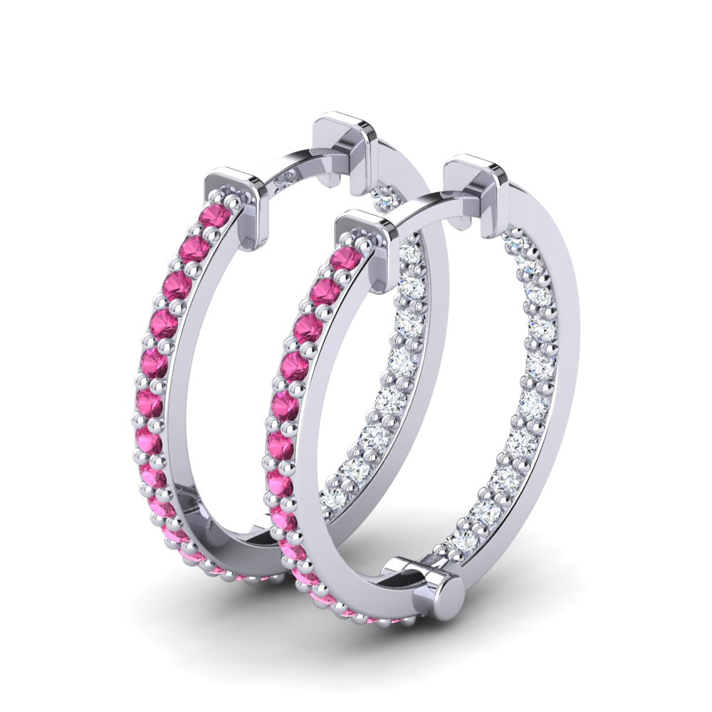 Ouro Branco 9K Turmalina Rosa Brincos Feminino Ainsley