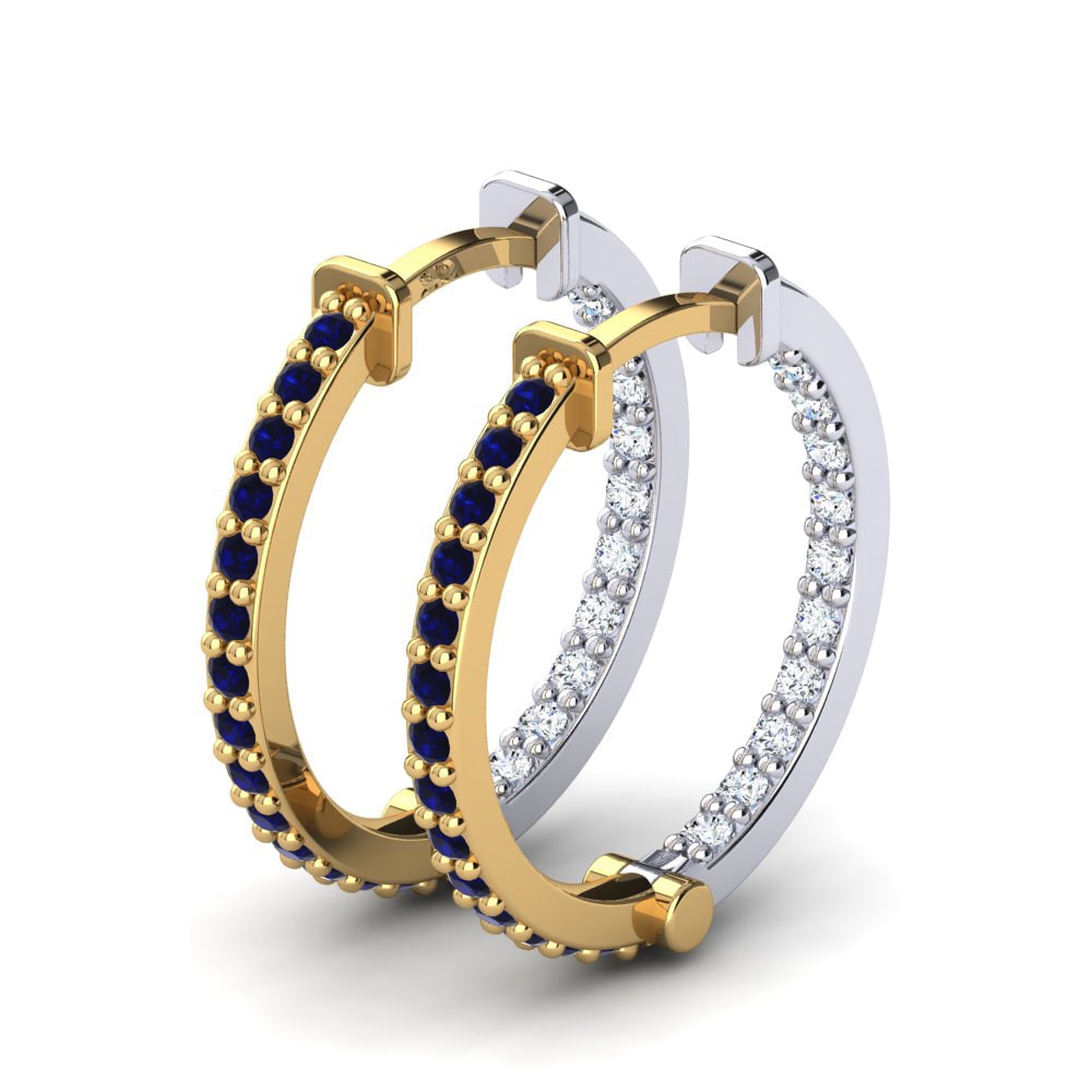 14k Oro Blanco & Amarillo Zafiro Pendiente de mujer Ainsley