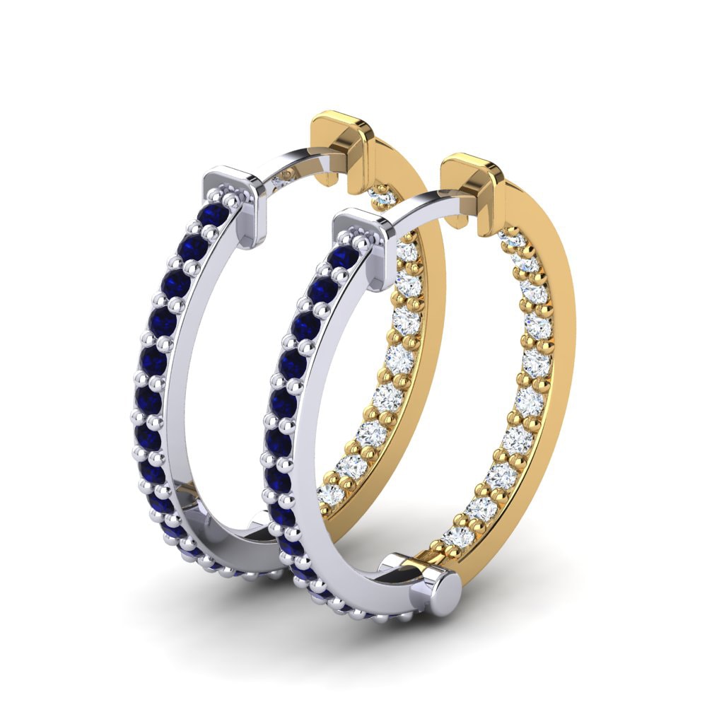 9k Oro Amarillo & Blanco Zafiro Pendiente de mujer Ainsley