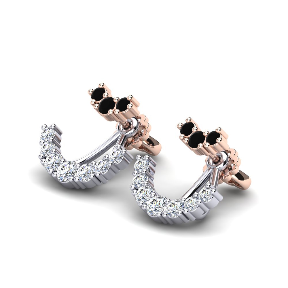 14k Oro Rosa & Blanco Zafiro negro Pendiente de mujer Gabriella