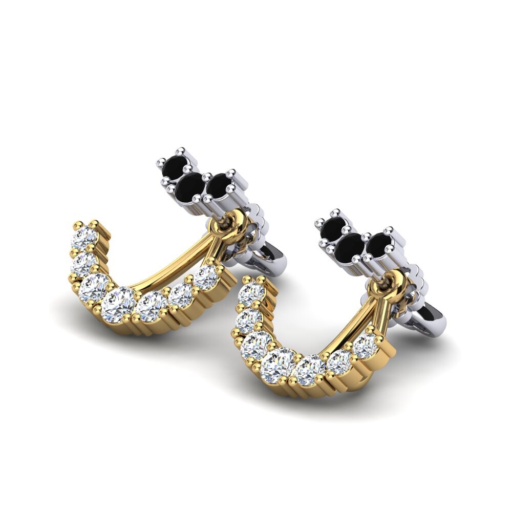 14ct White & Yellow Gold Black Sapphire Women's Earring Gabriella