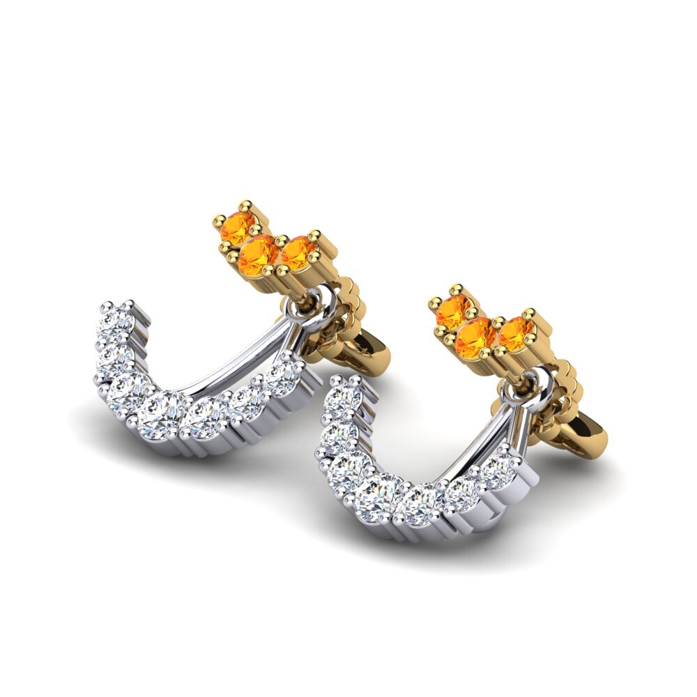 14ct Yellow & White Gold Citrine Women's Earring Gabriella