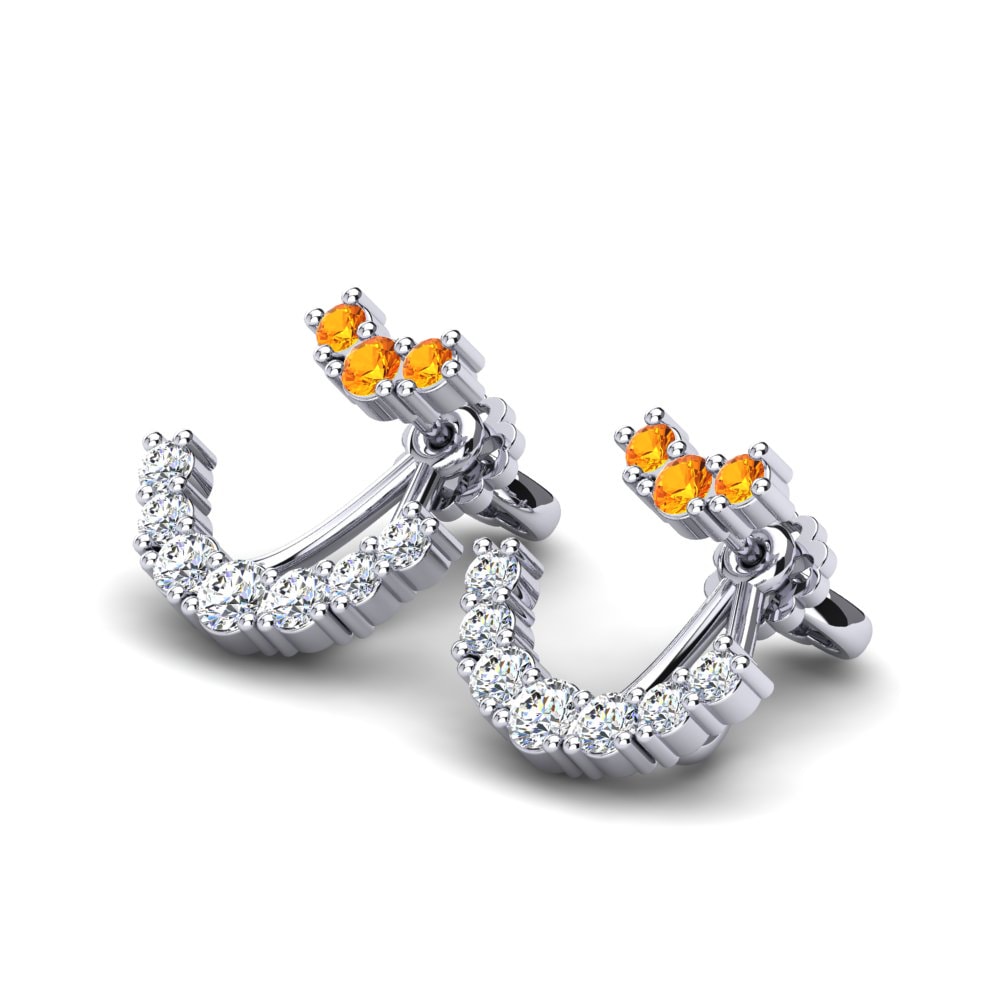 Platine 950 Citrine Boucle d'oreille femme Gabriella