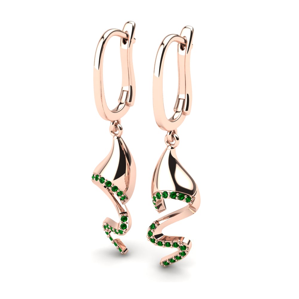 14k Oro Rosa Circonita Verde Pendiente de mujer Kaylee