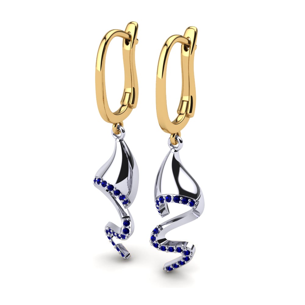 14k Oro Blanco & Amarillo Zafiro Pendiente de mujer Kaylee