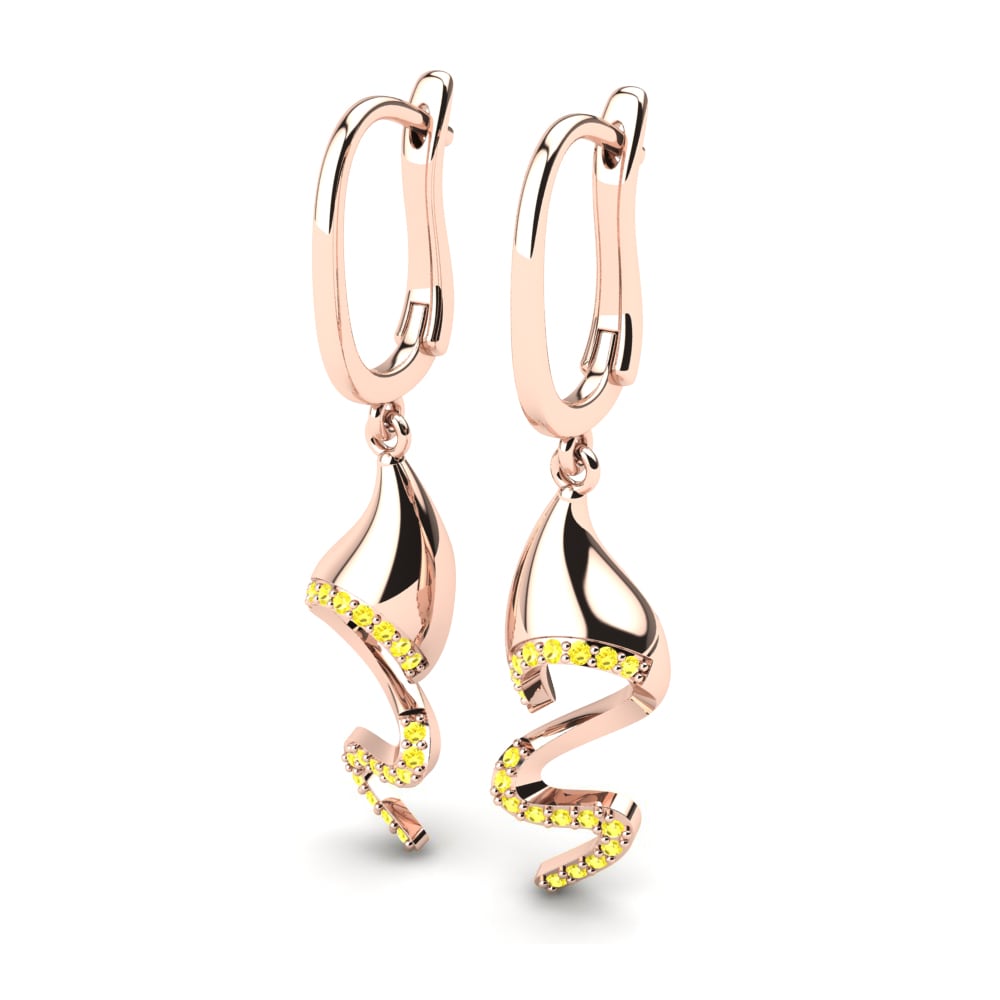 14k Oro Rosa Zafiro amarillo Pendiente de mujer Kaylee