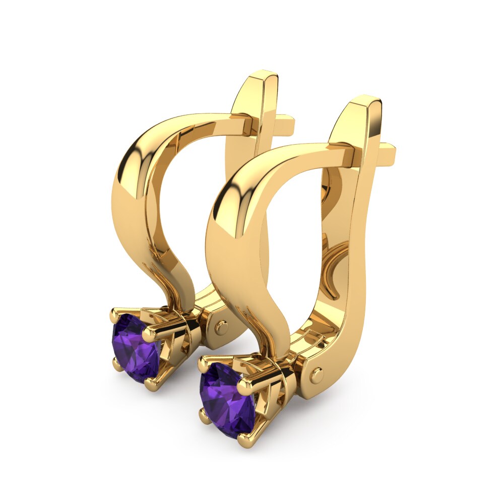 14k Oro Amarillo Amatista Pendiente de mujer Peyton