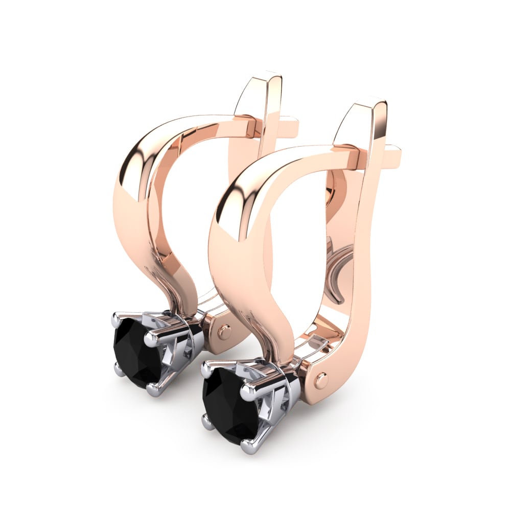 14k Oro Rosa & Blanco Zafiro negro Pendiente de mujer Peyton