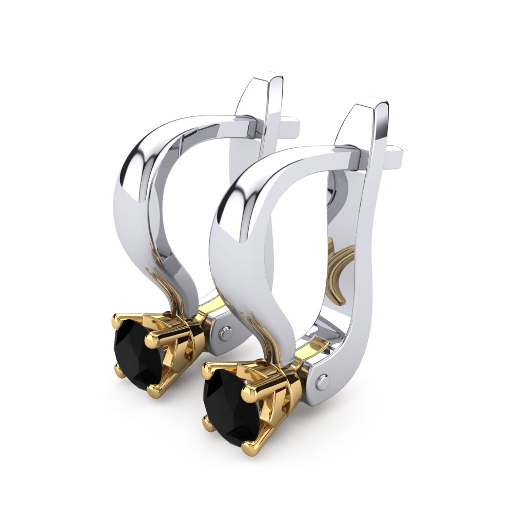 14ct White & Yellow Gold Black Sapphire Women's Earring Peyton