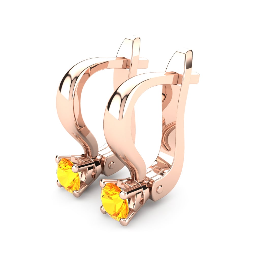 14K Rood Goud Citrien Dames Oorbellen Peyton