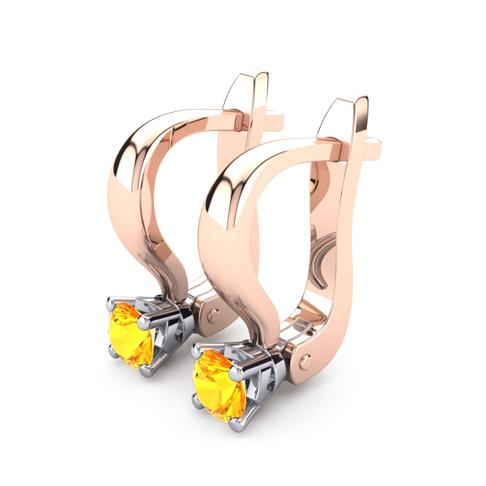 14k Oro Rosa & Blanco Citrino Pendiente de mujer Peyton