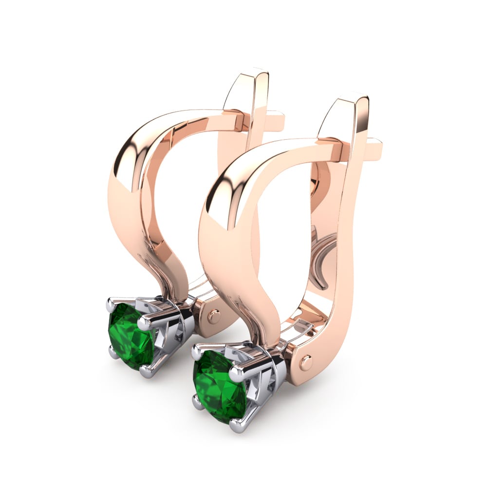 14ct Rose / White Gold Green Zirconia Women's Earring Peyton