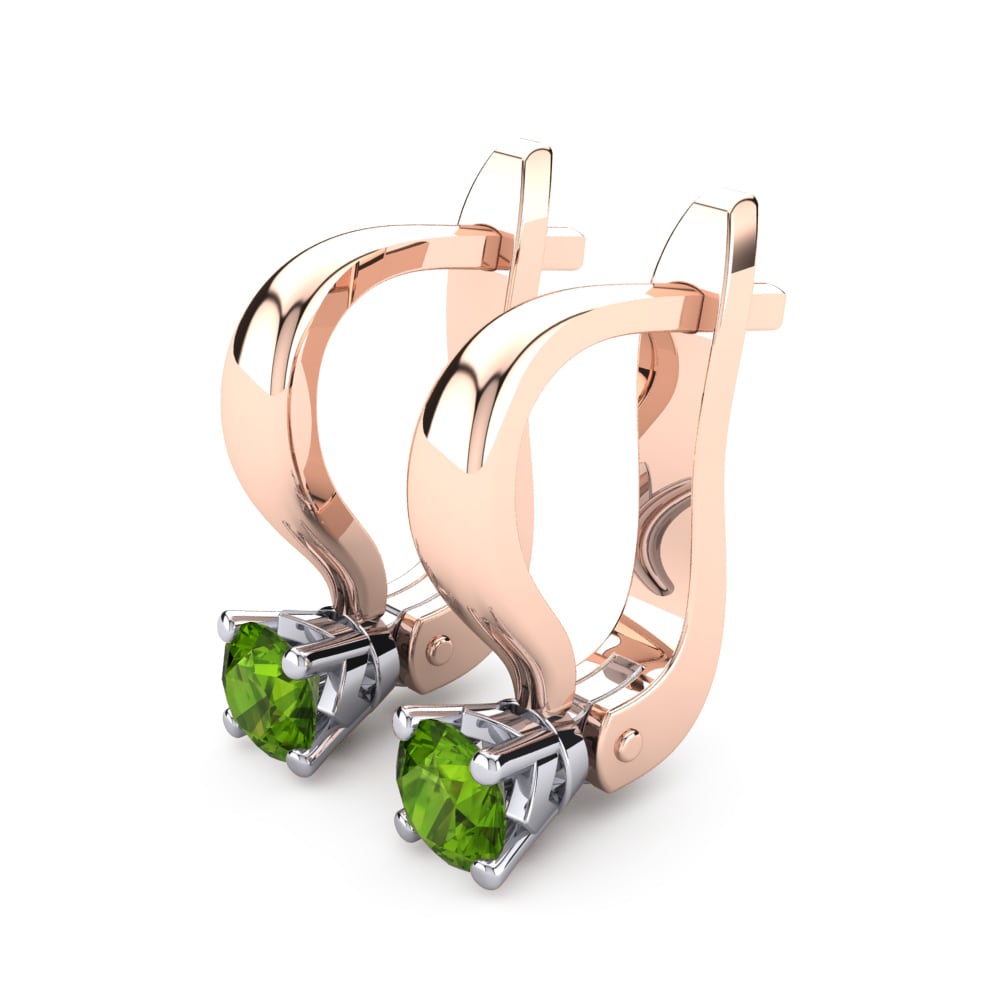 14k Oro Rosa & Blanco Peridoto Pendiente de mujer Peyton