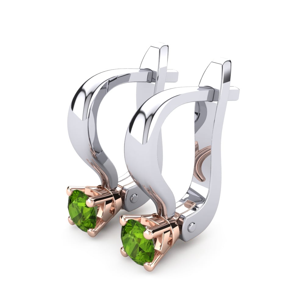 14k Oro Blanco & Rosa Peridoto Pendiente de mujer Peyton