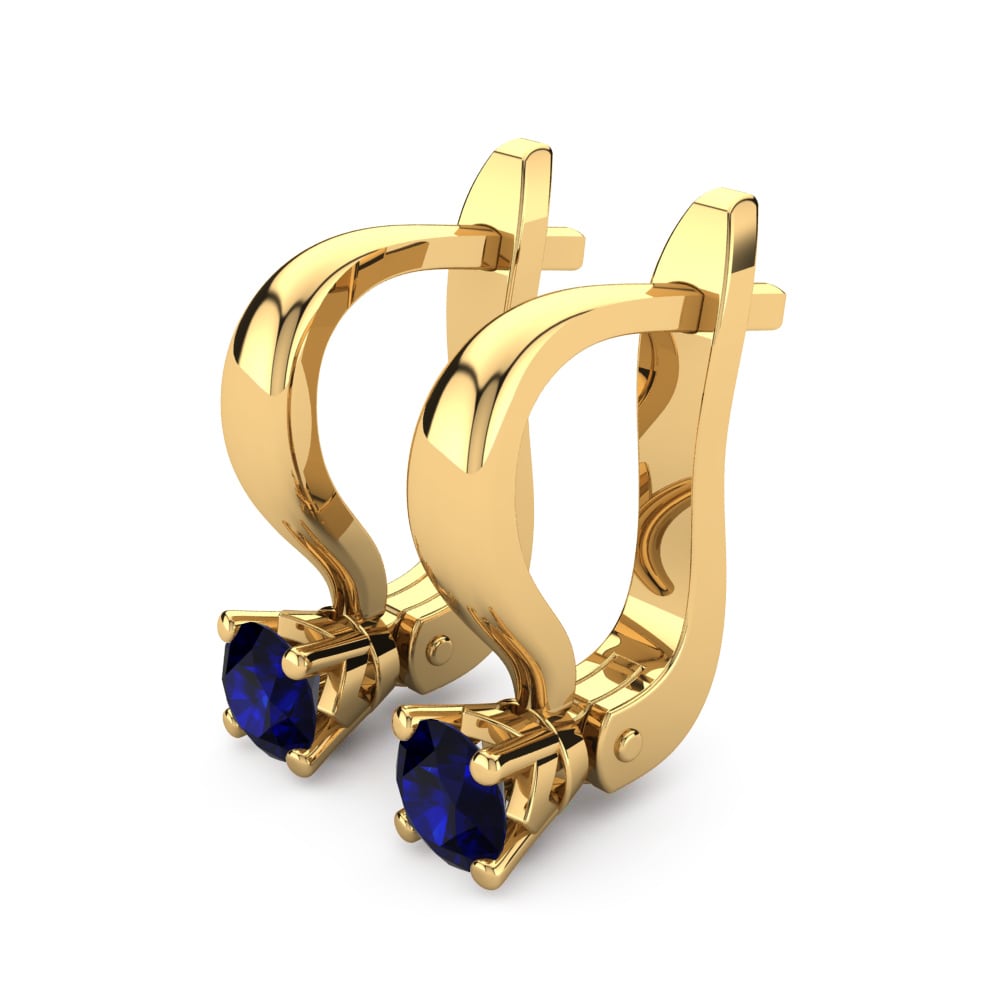 Ouro Amarelo 14K Safira Brincos Feminino Peyton